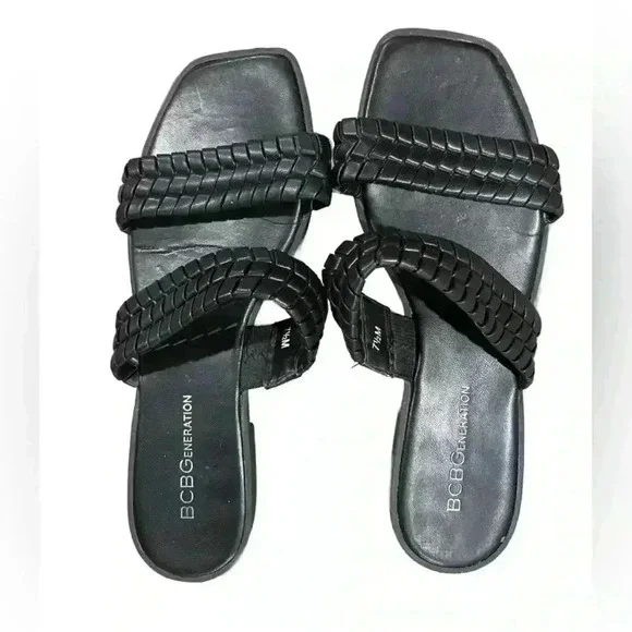 BCBGENERATION Womens Black Comfort Lara Square Toe Slip On Sandals WomenSize 7.5 - Picture 3 of 5